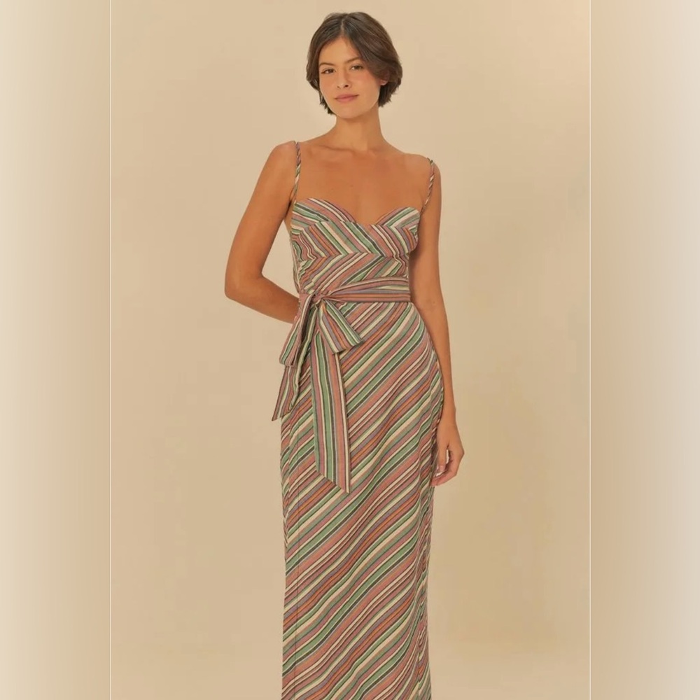 FARM RIo Striped Multicolor Wrap Dress - Picture 1 of 4